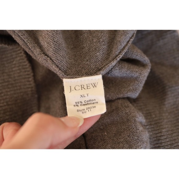 J.Crew Mens Sz XLT v-neck Sweater Pullover Cashmere Blend Gray Monogrammed "RAS" - Picture 5 of 5